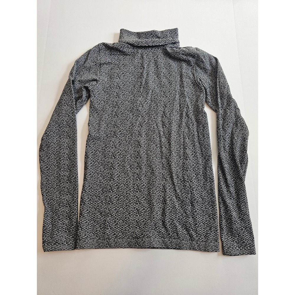 Athleta Turtleneck Top Women XS Black White Textured Chevron Knit Base layer‎